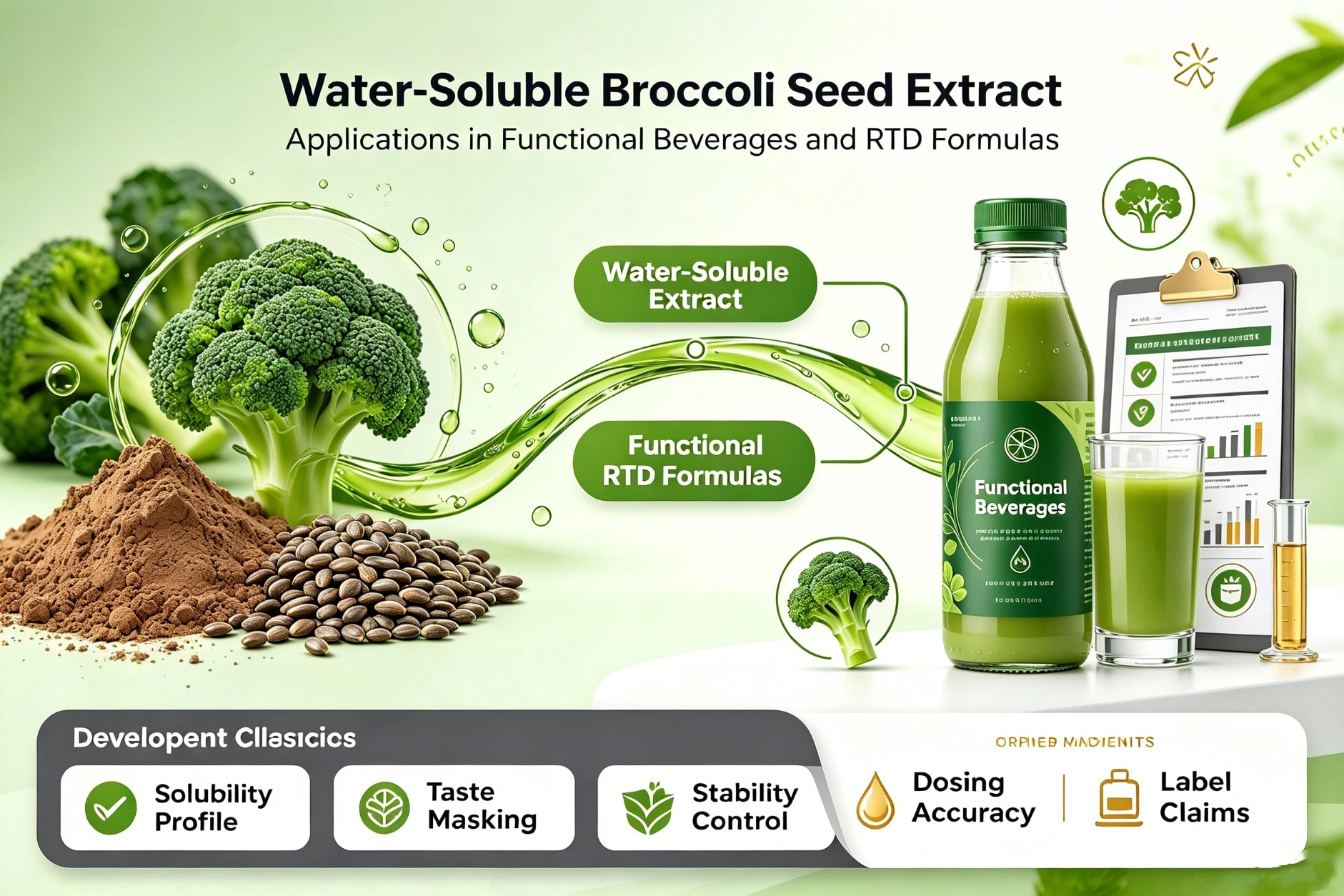 Water-Soluble Broccoli Seed Extract: Applications in Functional Beverages and RTD Formulas Water-Soluble Broccoli Seed Extract: Applications in Functional Beverages and RTD Formulas